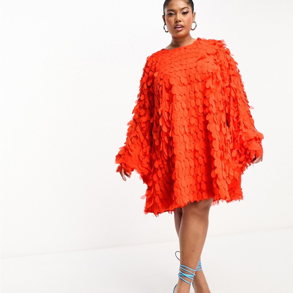 ASOS Edition Curve Petal Batwing Mini Dress - Picture 3 of 5